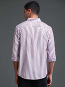 Men Stripes Red Shirts