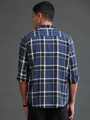 Men Navy Checks Shirt