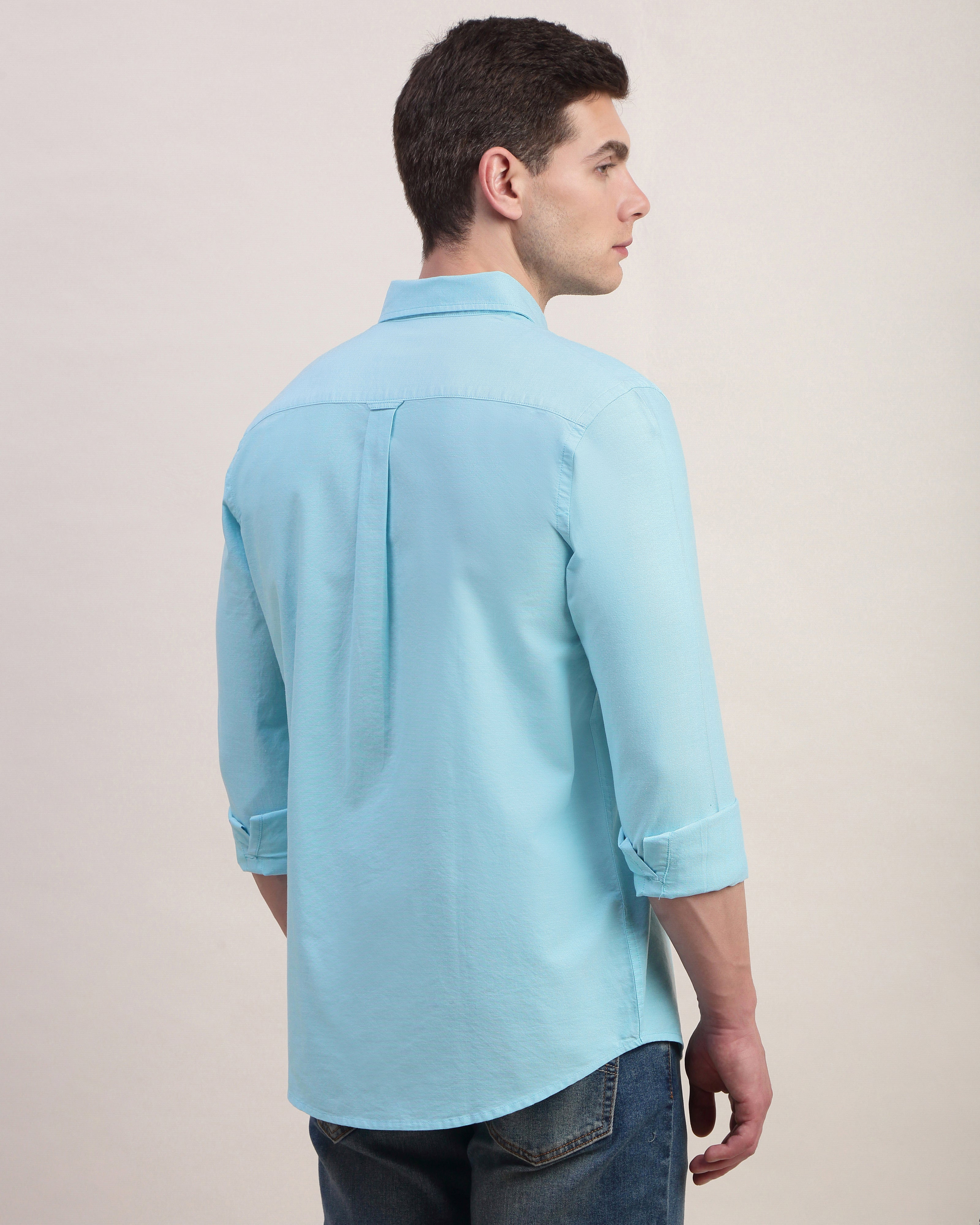 Men Slim Fit Oxford Cotton Casual Shirt