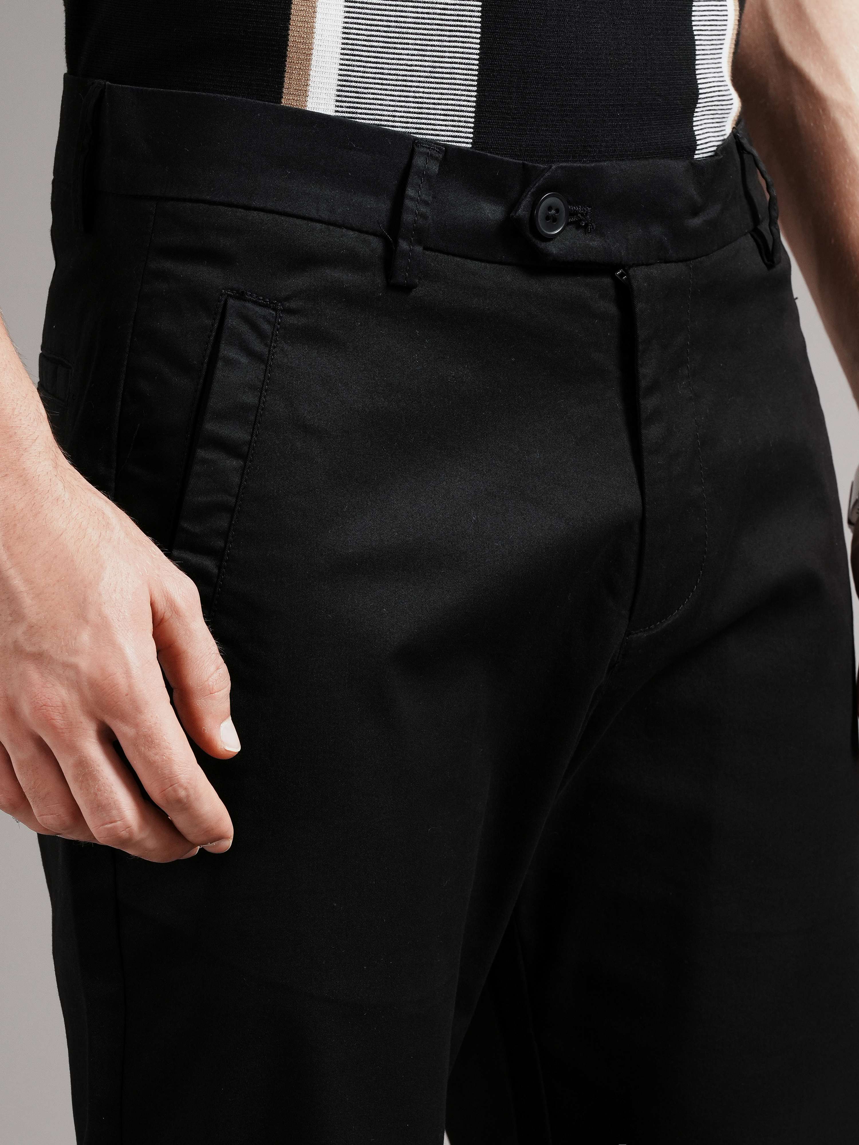 Men Tailored Low-Rise Chinos Trousers