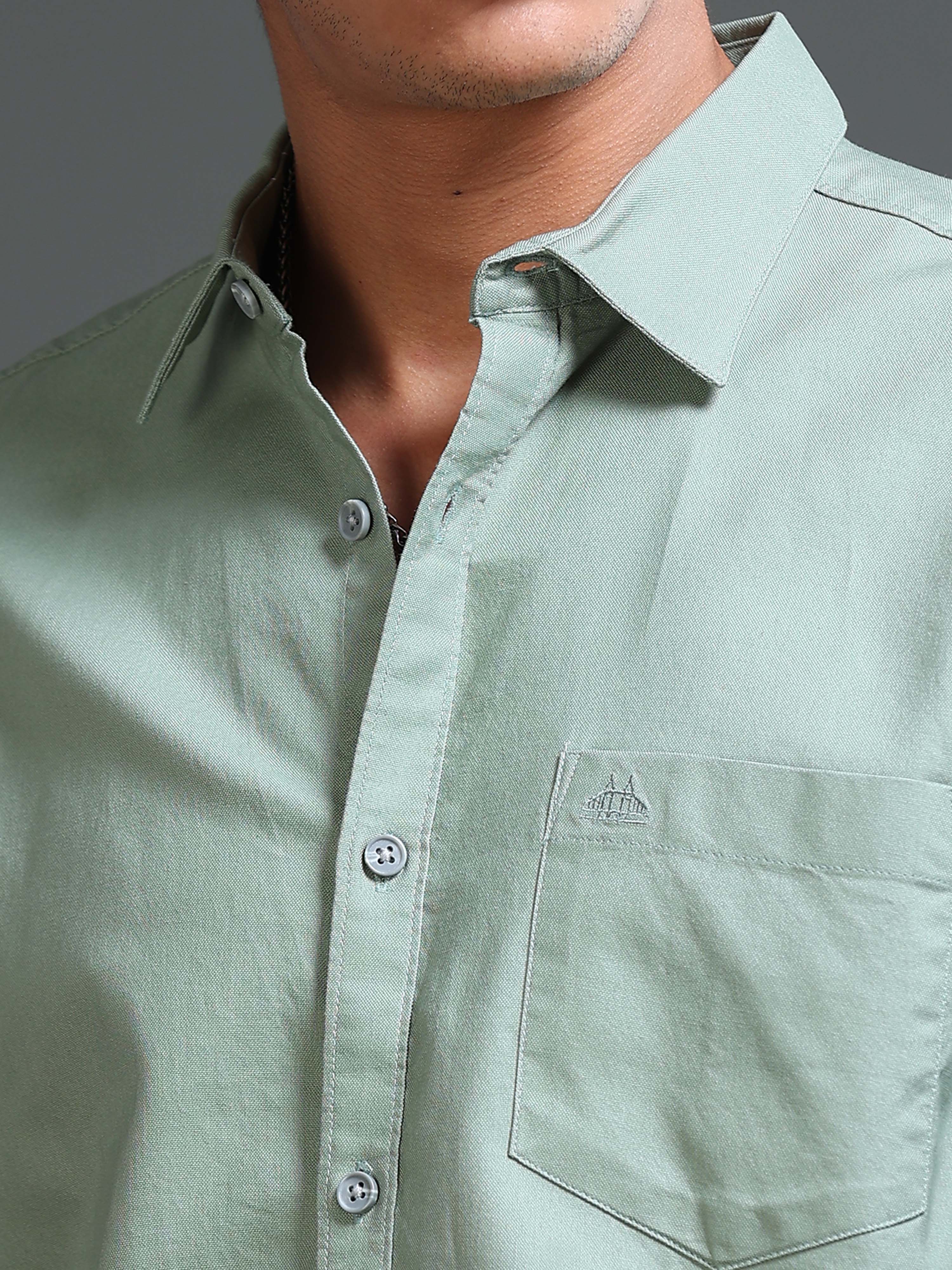 Men Premium Green Oxford Solid