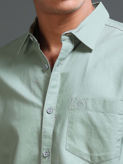 Men Premium Green Oxford Solid