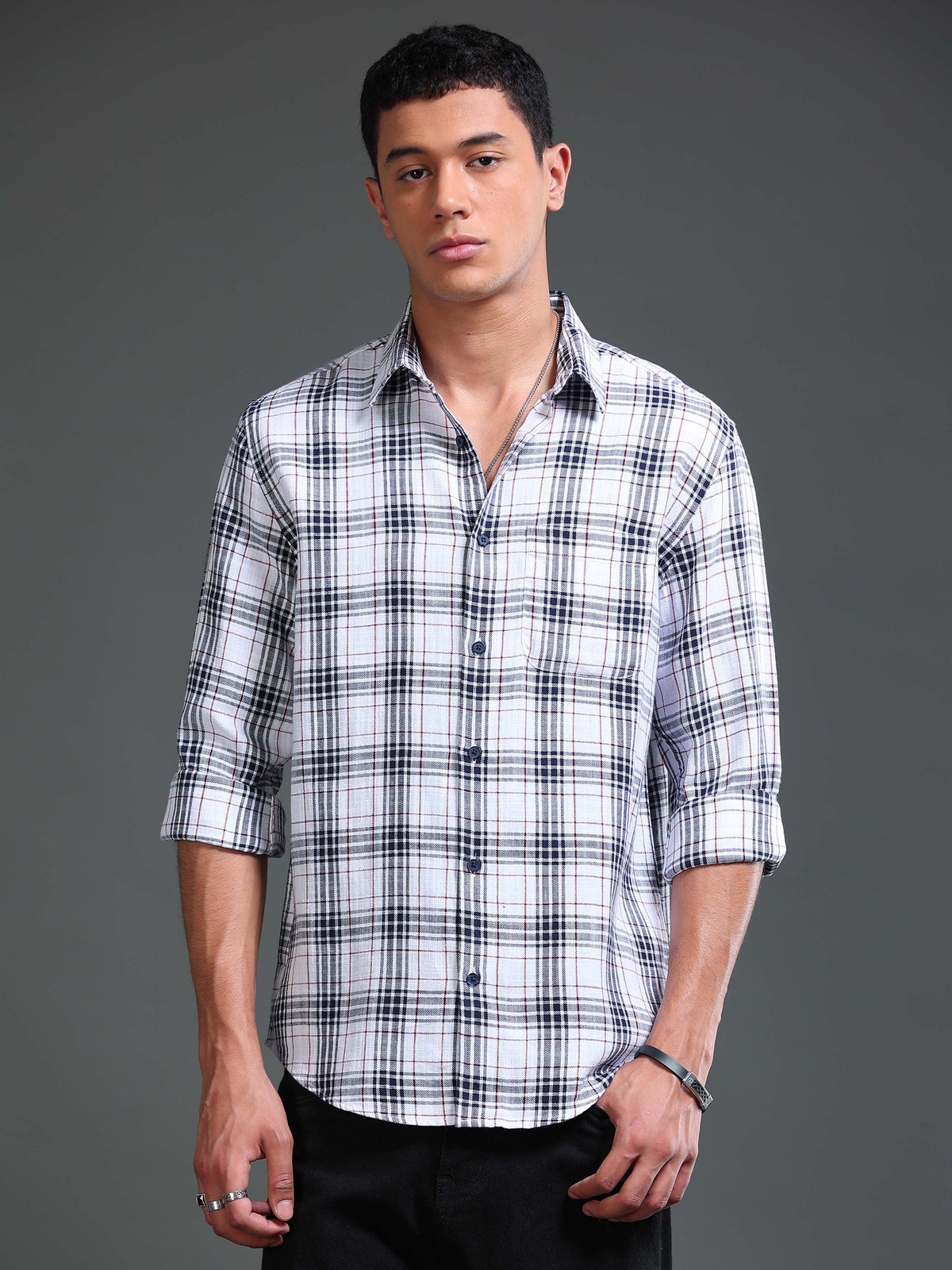 Men Herringbone Checks Shirts