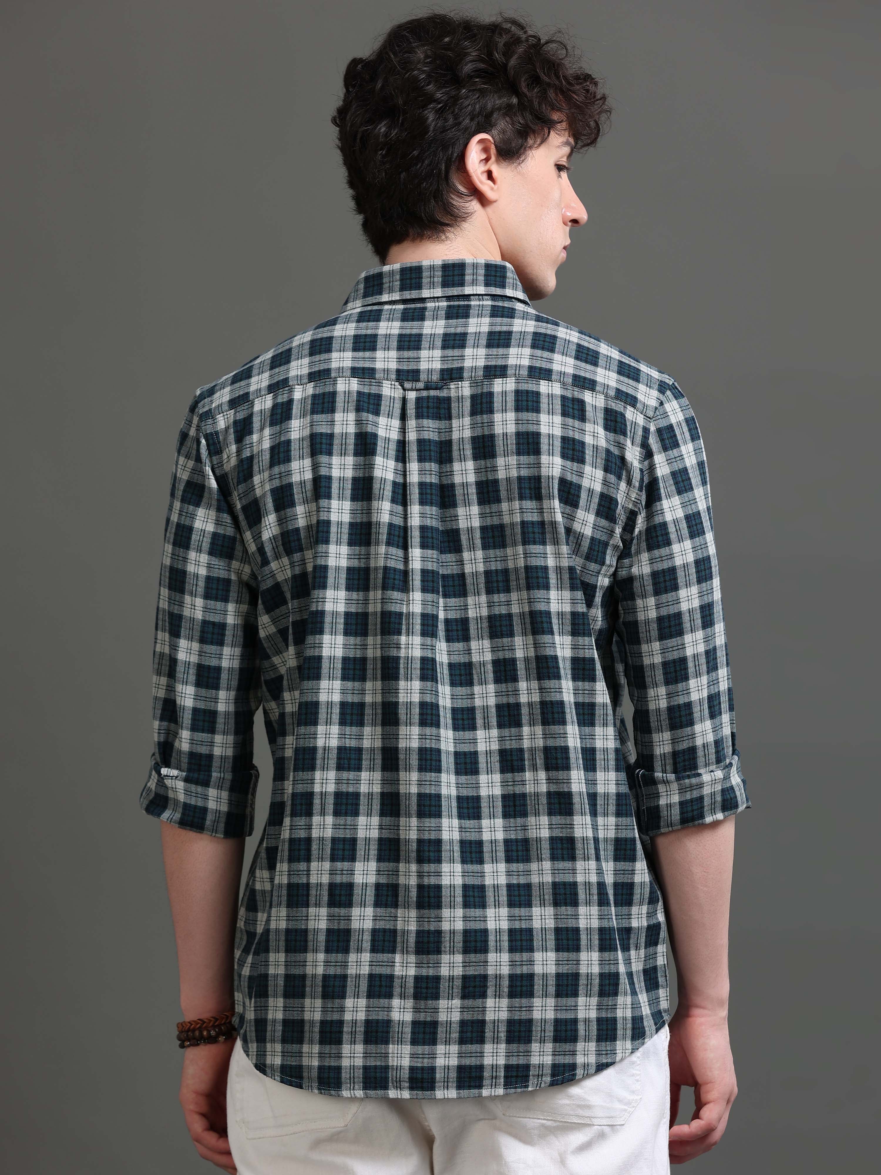 Men Smart Slim Fit Tartan Checks Checked Casual Shirt