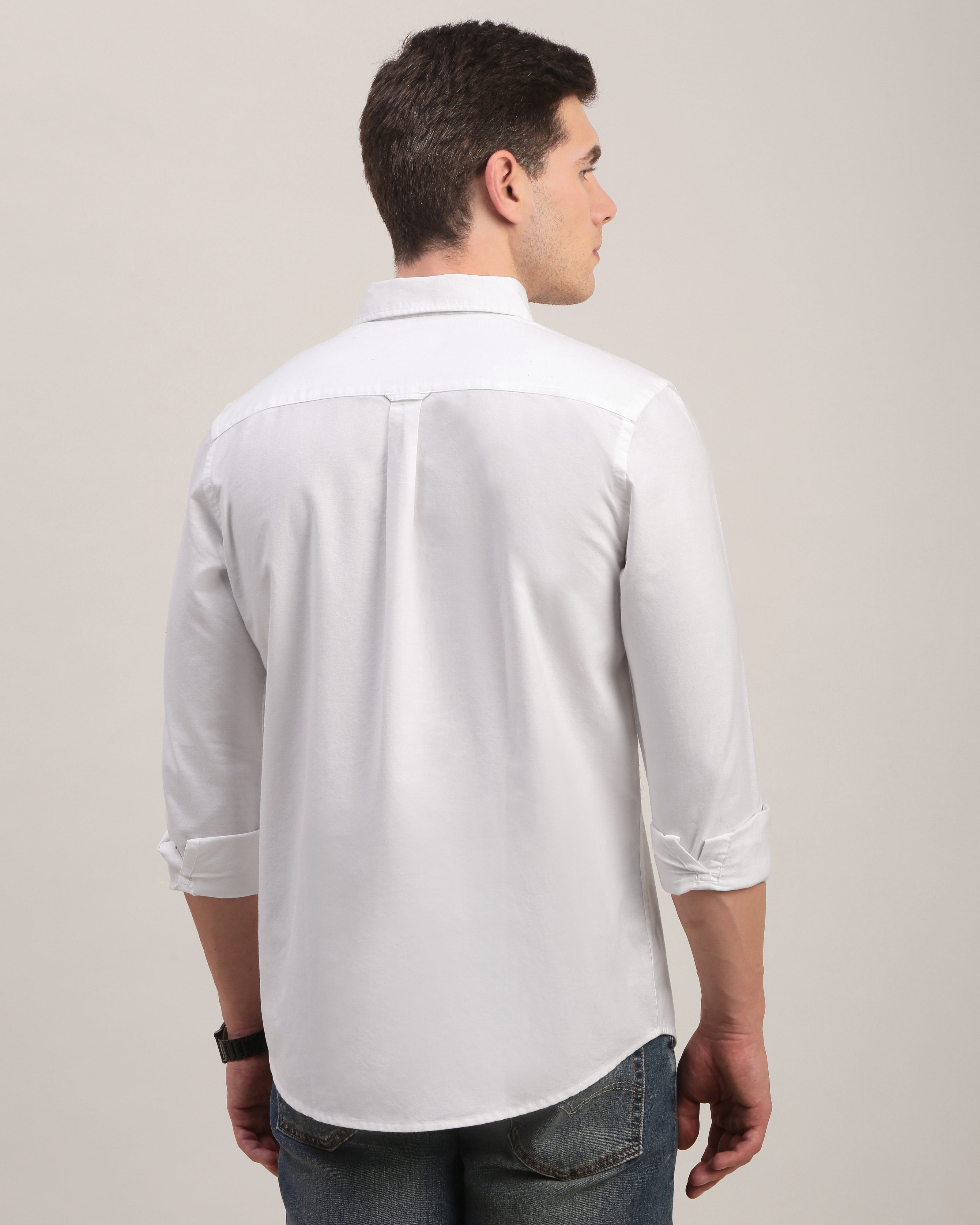 Men Slim Fit Oxford Cotton Casual Shirt