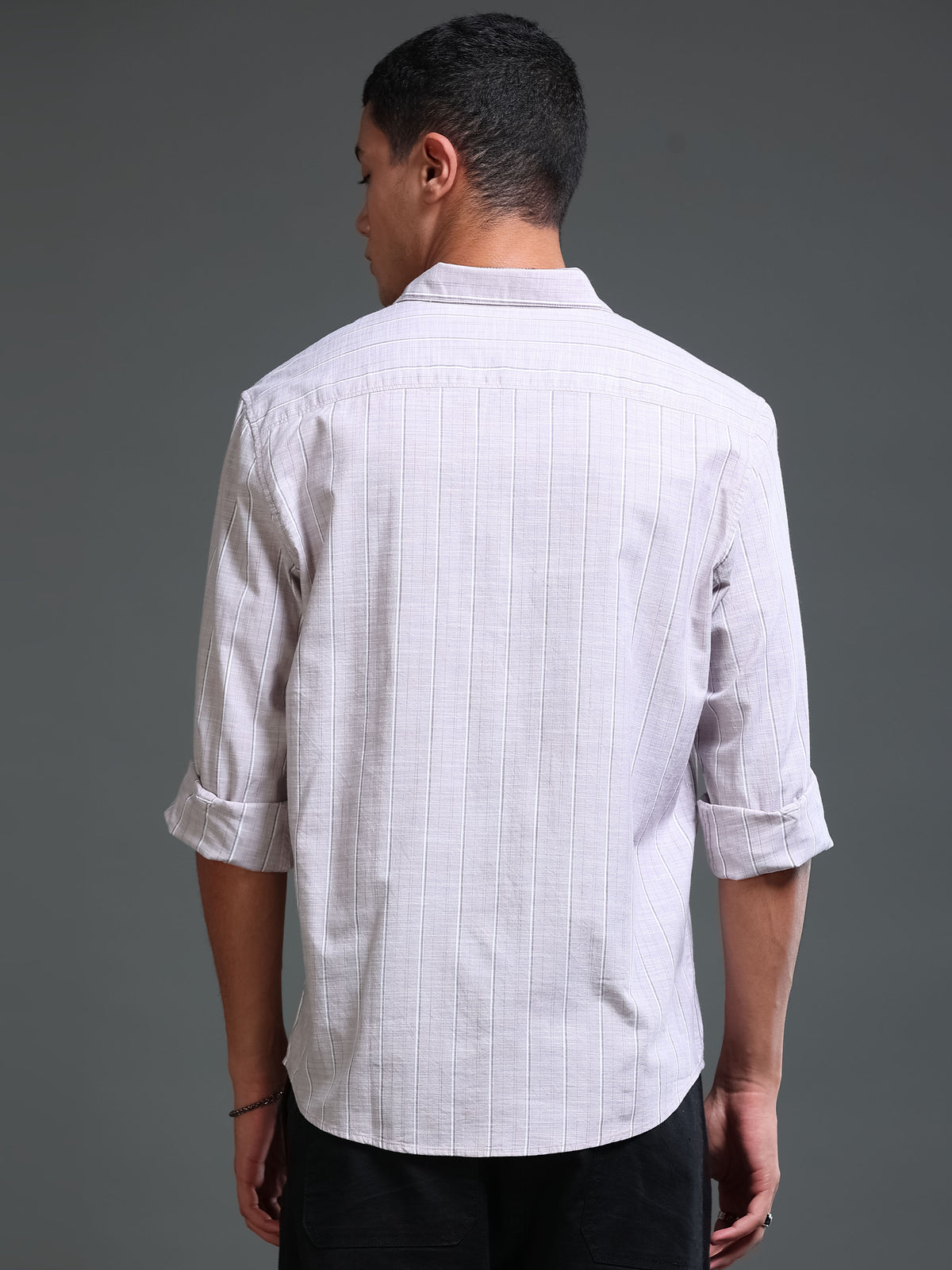 Men's Oxford Stripes Taupe Shirt