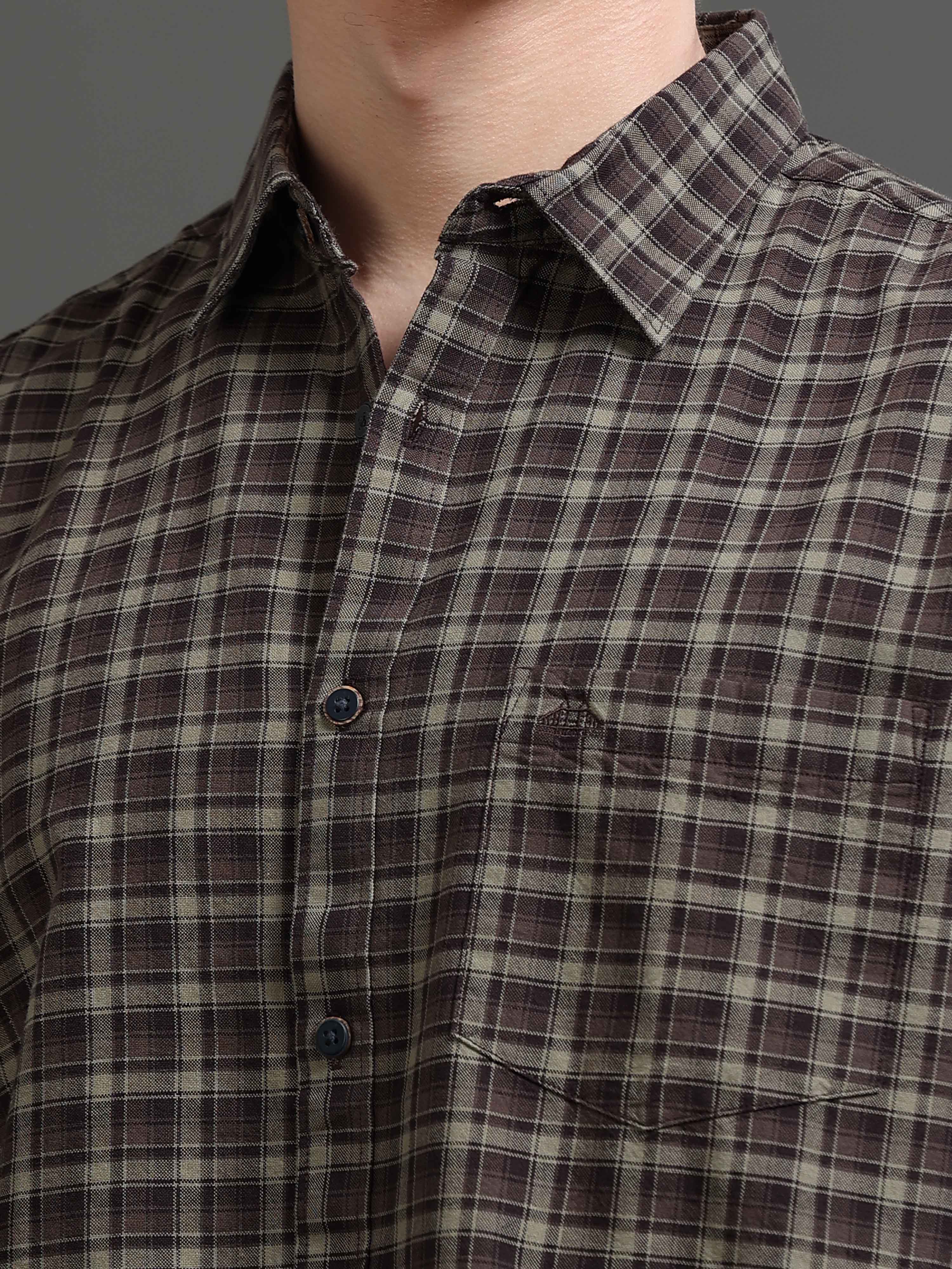 Men Smart Slim Fit Tartan Checks Checked Casual Shirt