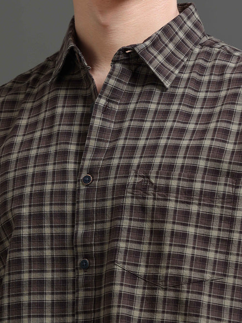 Men Smart Slim Fit Tartan Checks Checked Casual Shirt