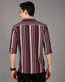 Men Comfort Slim Fit Vertical Striped Spread Collar Cotton Casual Shirt