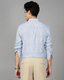 Men Smart Slim Fit Floral Printed Spread Collar Cotton Formal Shirt