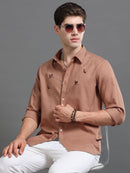 Men Oxford Embroidary Slim Fit Shirt
