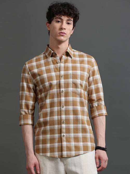 Men Smart Slim Fit Checked Casual Shirt