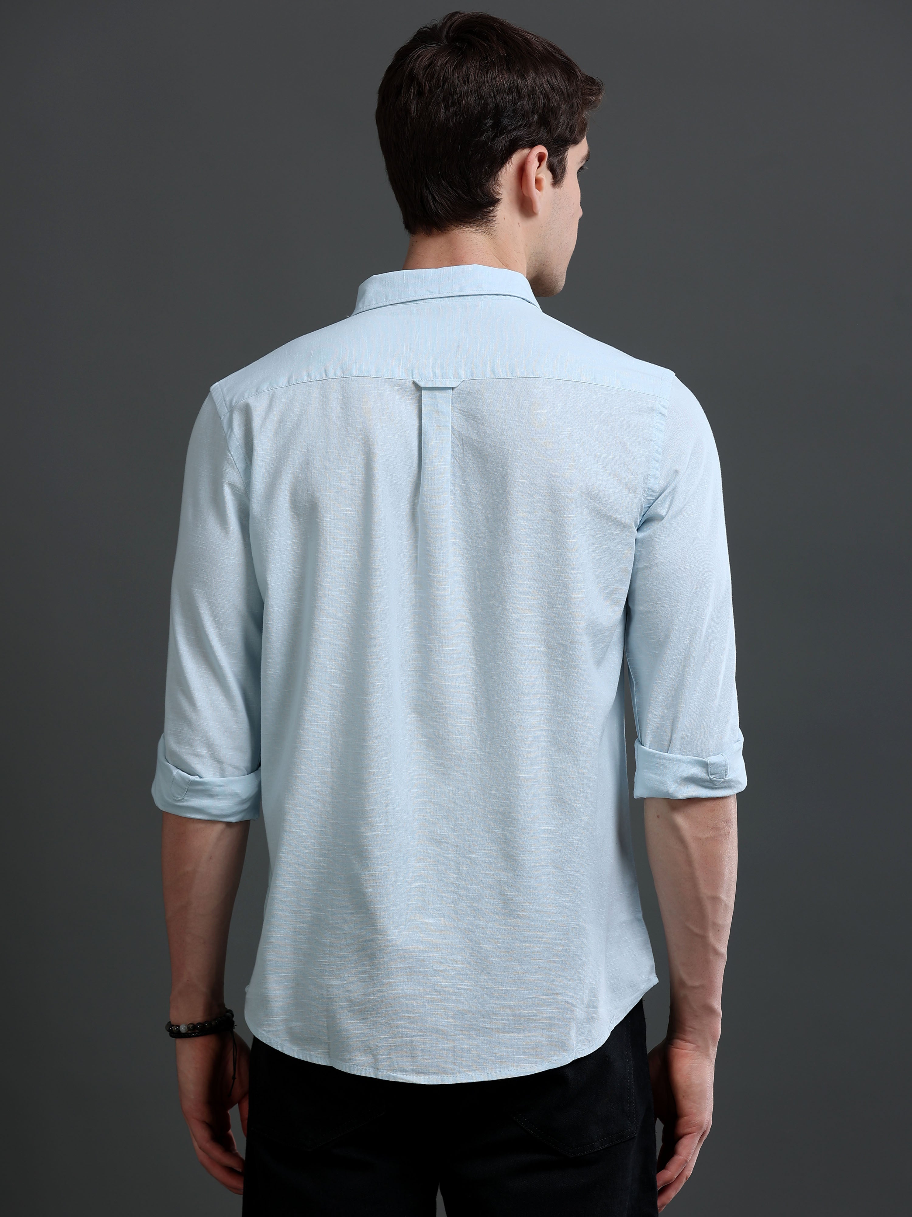 Men's Slub Slim Fit Solid Shirt