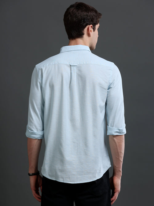 Men's Slub Slim Fit Solid Shirt