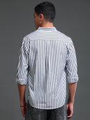 Men Stripes  Black Shirts