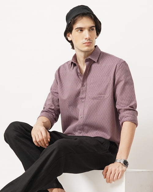 MEN'S SELF DESIGN REGULAR FIT SHIRT