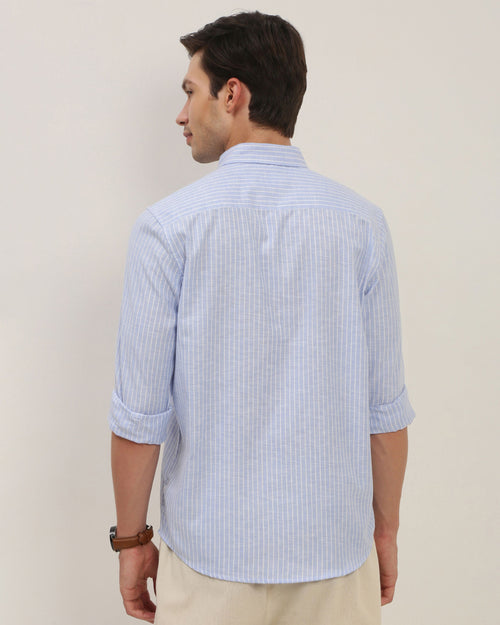 Smart Slim Fit Striped Button-Down Collar Cotton Casual Shirt