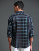 Men's Melange Twill Blue Checks Shirts