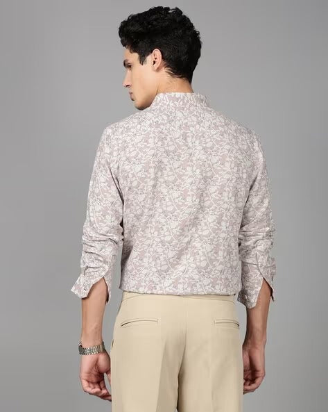 Men Smart Slim Fit Floral Printed Cotton Casual Shirt