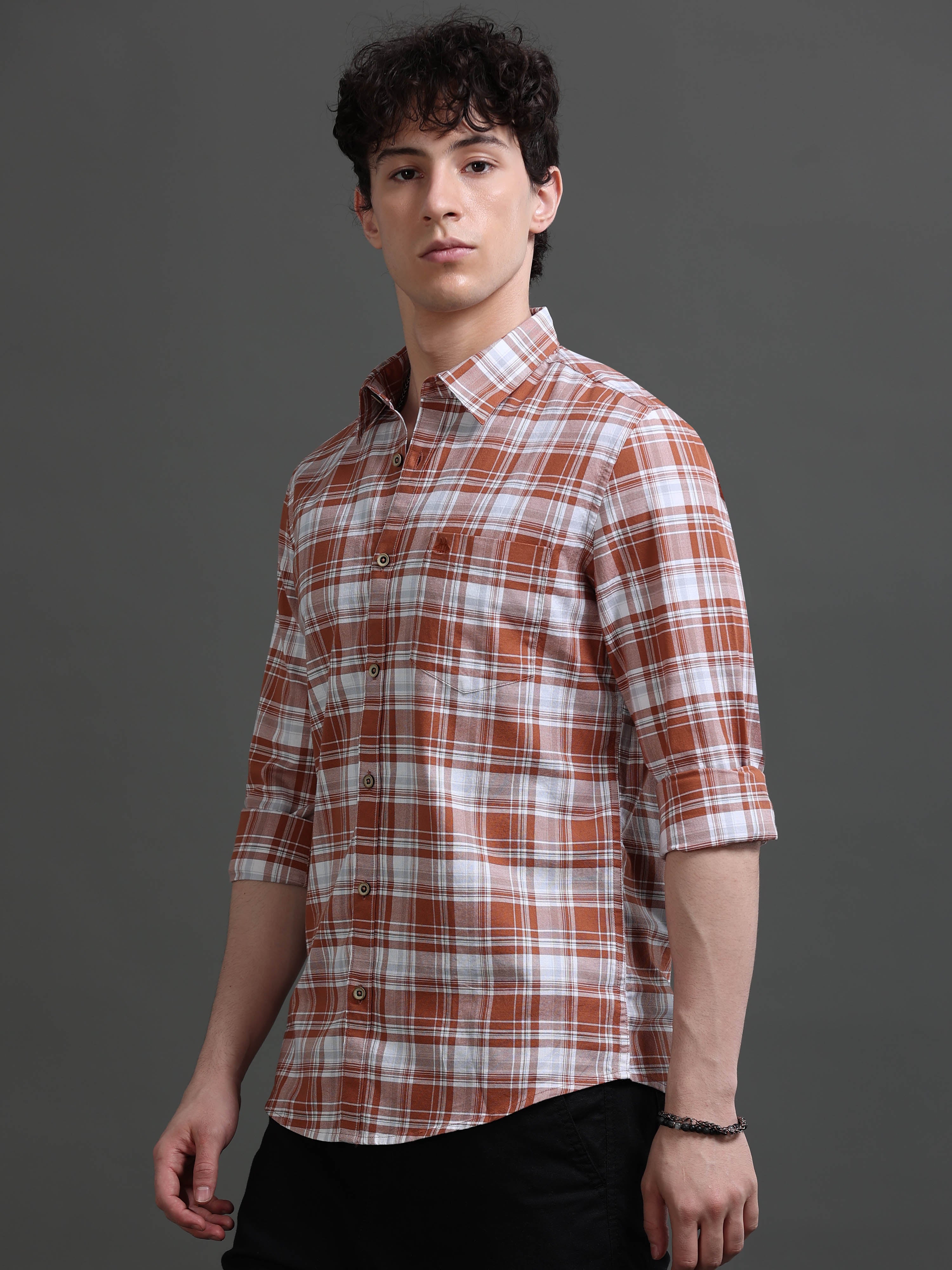 Men Smart Slim Fit Tartan Checks Checked Casual Shirt