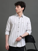 Men Smart Slim Fit Striped Casual Shirt