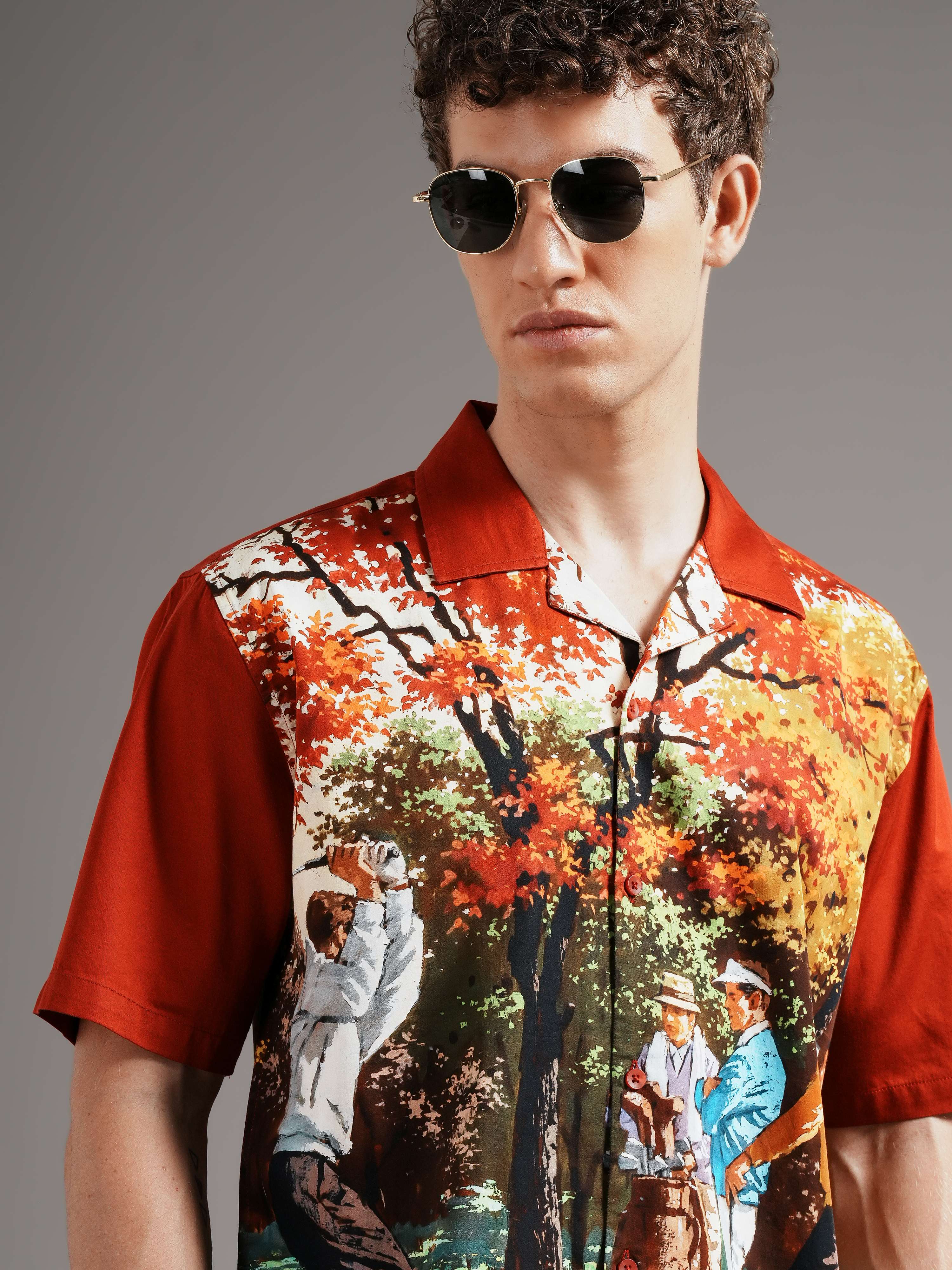 Men Smart Slim Fit Printed Casual Shirt