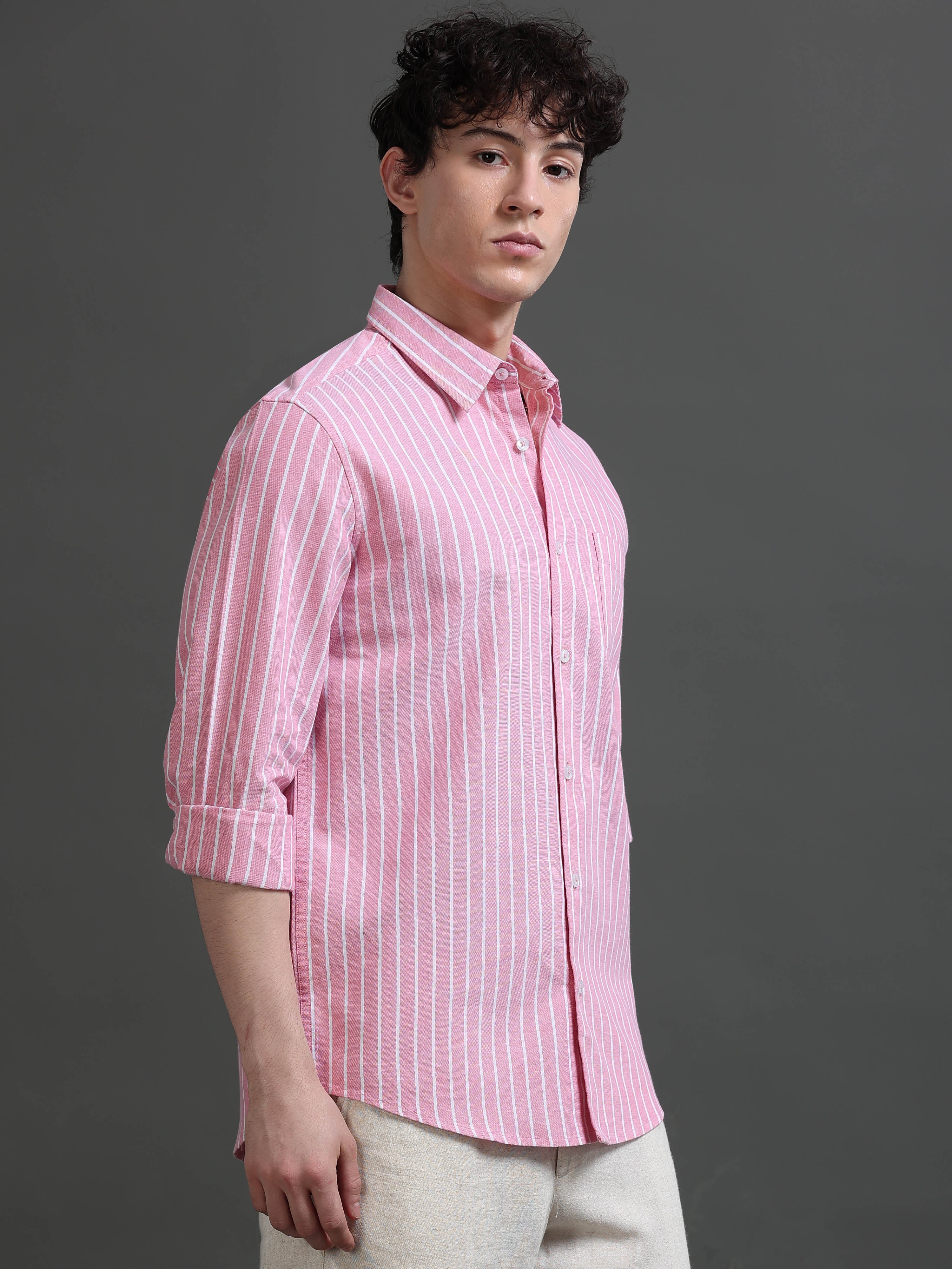 Men Smart Slim Fit Striped Casual Shirt