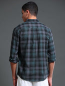 Men's Melange Twill Green Checks Shirts