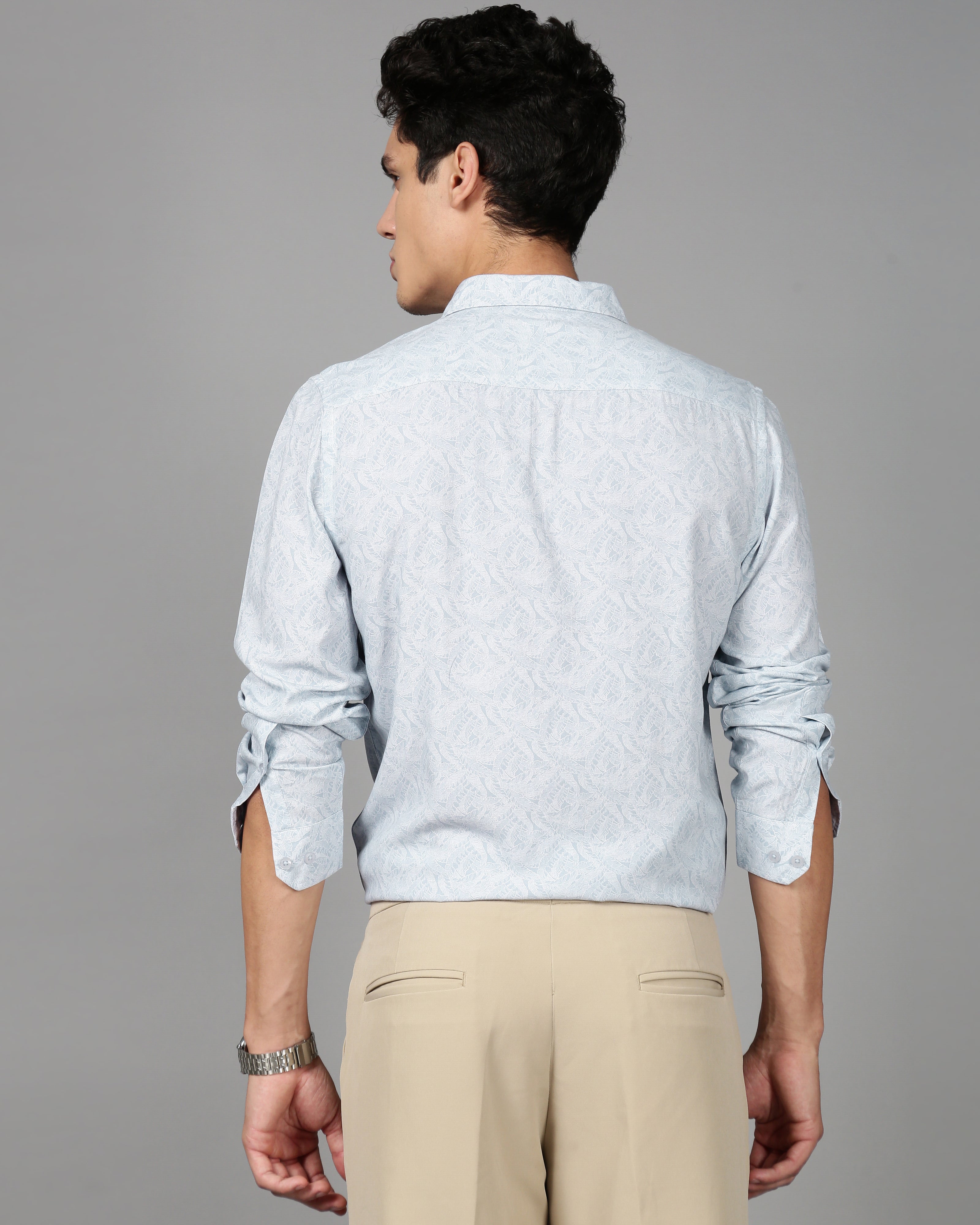 Men Smart Slim Fit Tropical Printed Cotton Casual Shirt