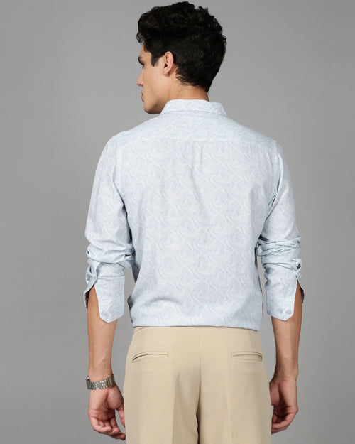 Men Smart Slim Fit Tropical Printed Cotton Casual Shirt