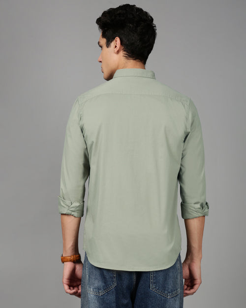 Men Smart Slim Fit Solid Button-Down Collar Cotton Casual Shirt