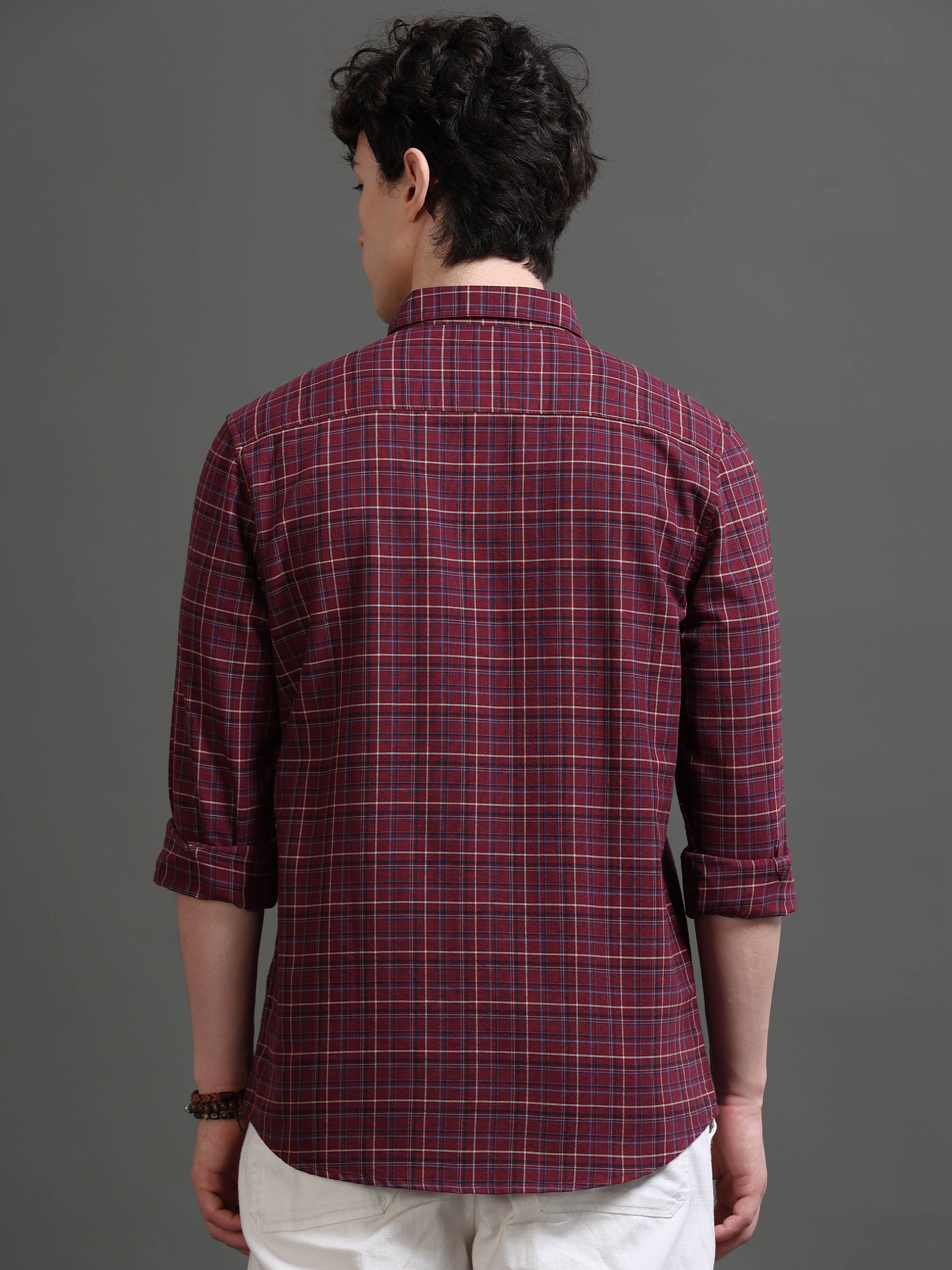 Men Smart Slim Fit Tartan Checks Checked Casual Shirt