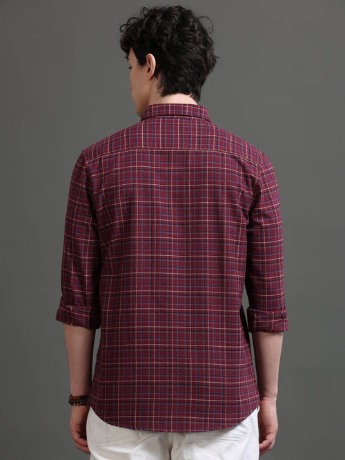 Men Smart Slim Fit Tartan Checks Checked Casual Shirt