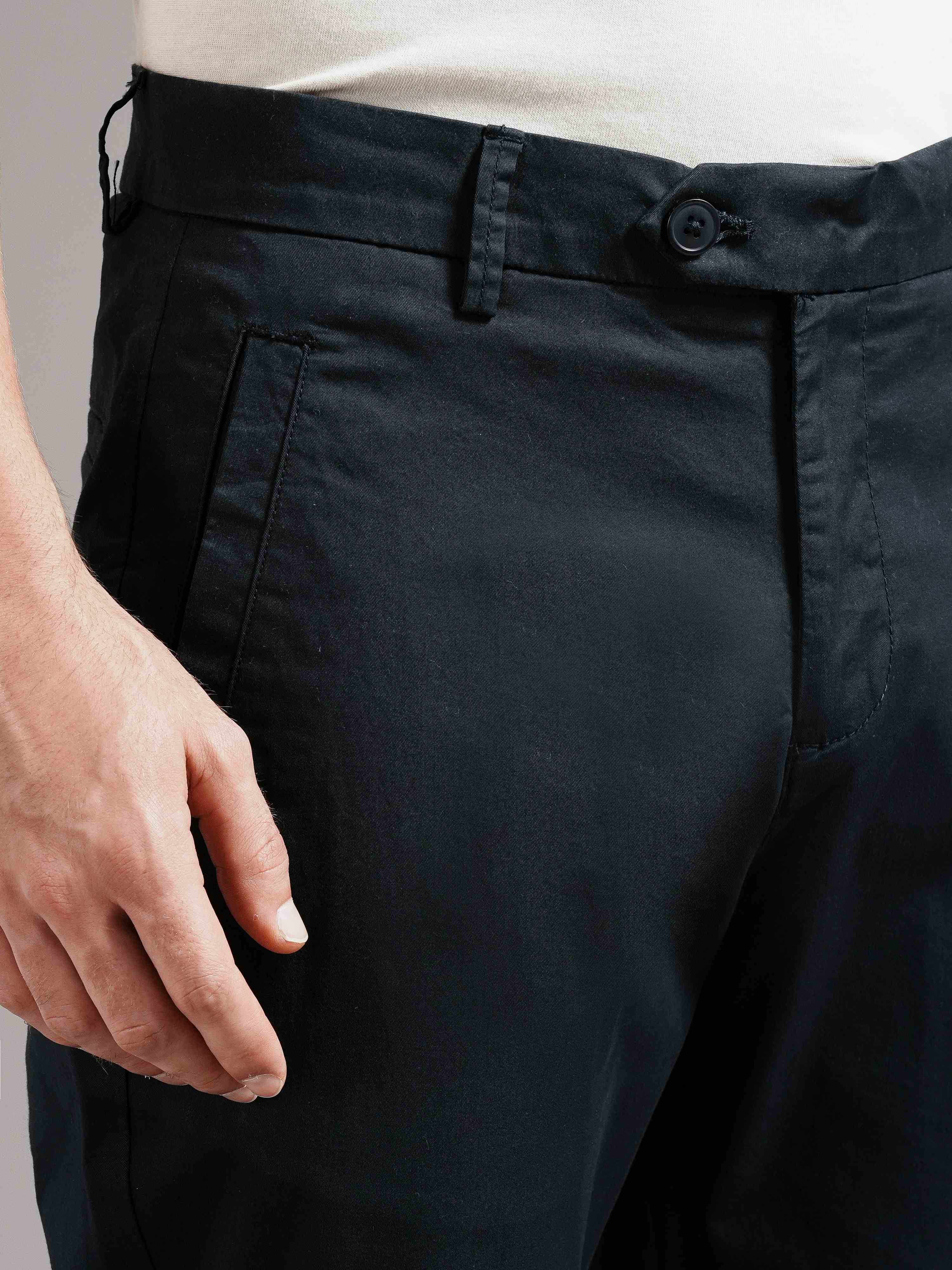 Men Tailored Low-Rise Chinos Trousers