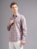 Men Geometric Print Slim Fit Shirt with Patch Pocket