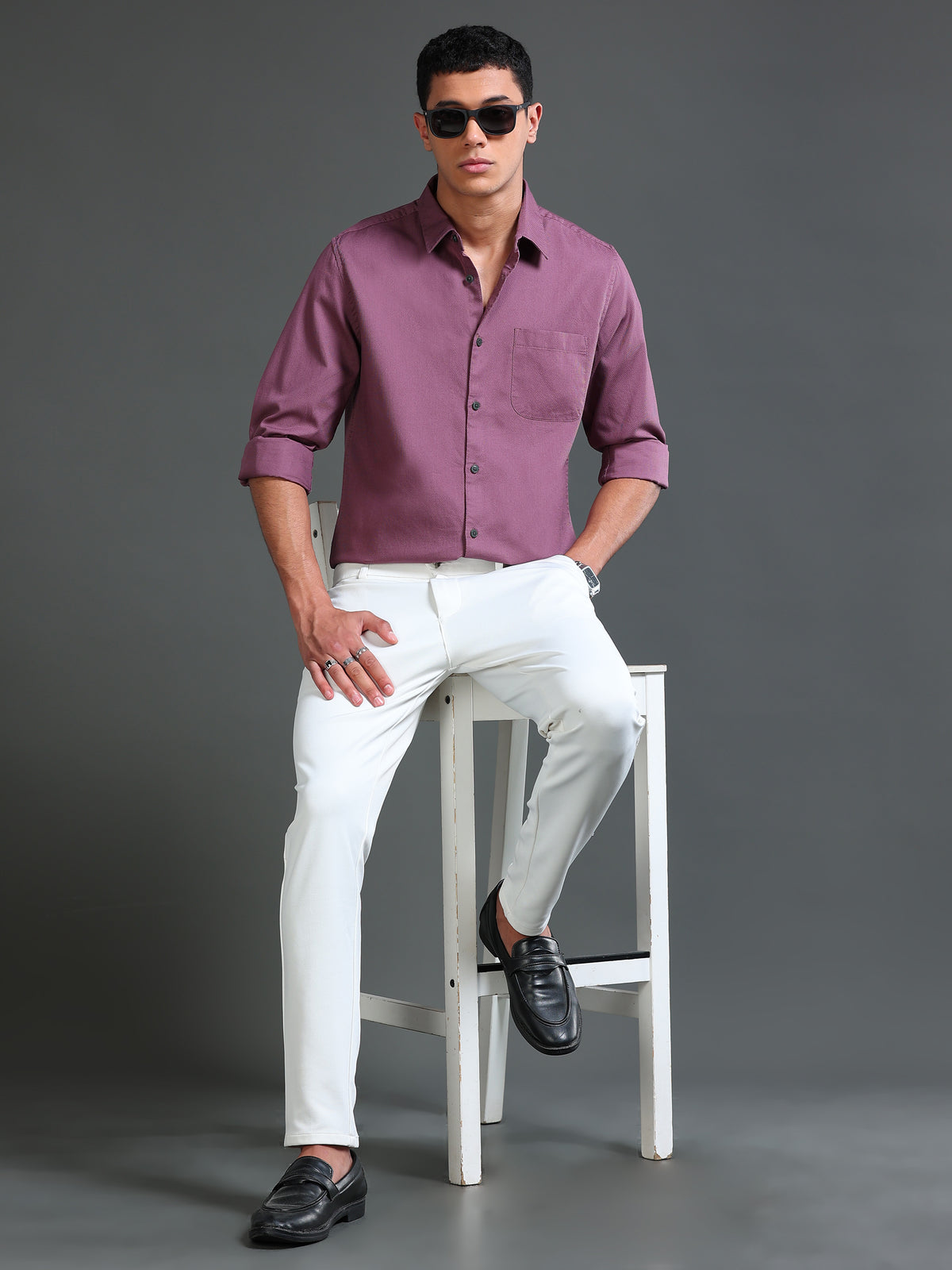 Men Dobby Solid Shirts