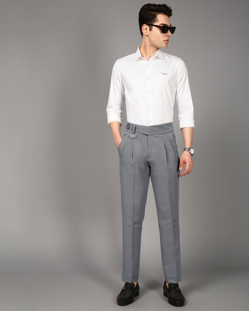 Men Smart Slim Fit Pleated Trousers