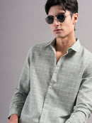 Men Smart Slim Fit Windowpane Checks Checked Casual Shirt