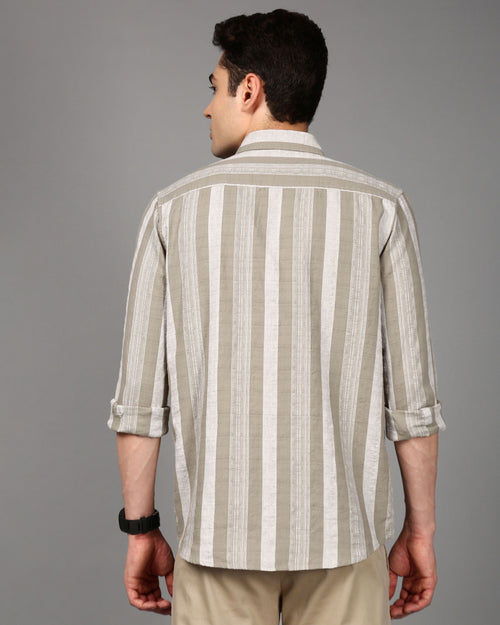 Men Comfort Fit Vertical Striped Casual Shirt