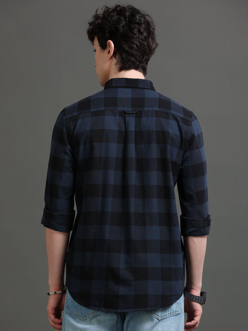 Men Smart Slim Fit Buffalo Checks Checked Casual Shirt