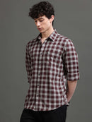 Men Smart Slim Fit Tartan Checks Checked Casual Shirt