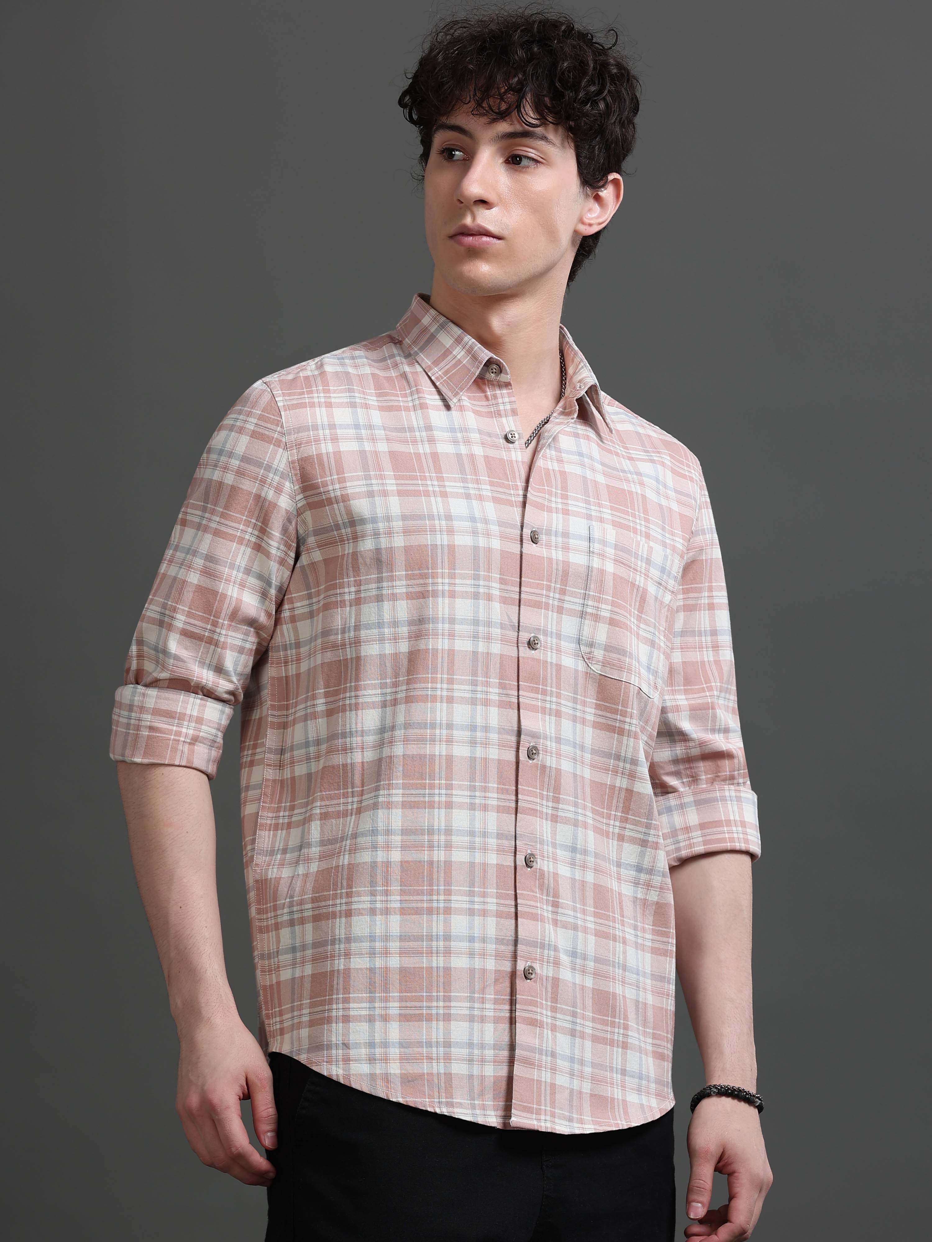 Men Smart Slim Fit Tartan Checks Checked Casual Shirt