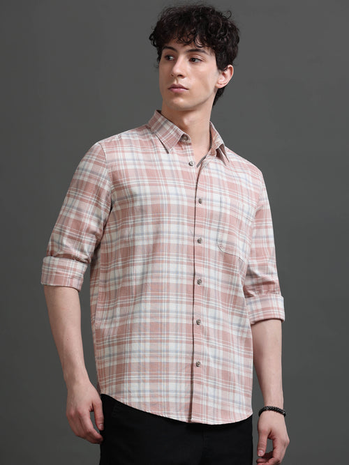 Men Smart Slim Fit Tartan Checks Checked Casual Shirt