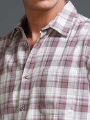 Men's Melange Twill Mauve Checks Shirts
