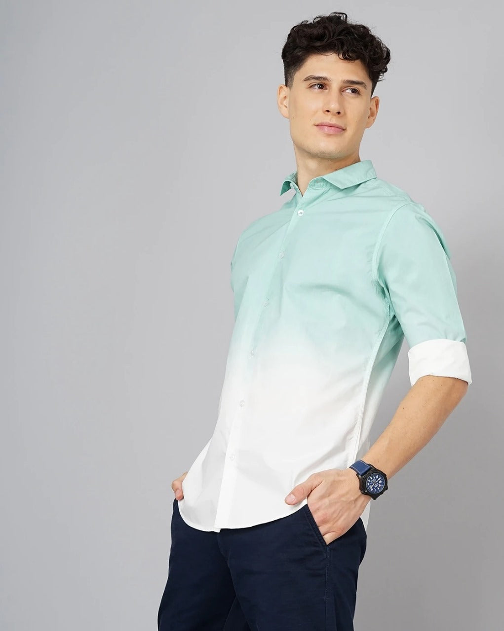 Men Ombre-Dyed Slim Fit Shirt