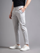 Men Solid Comfort Slim Fit Low-rise Cotton Chinos Trousers