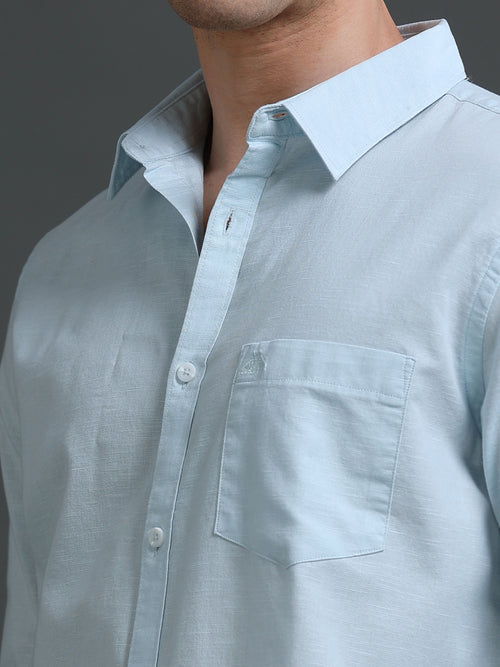 Men's Slub Slim Fit Solid Shirt