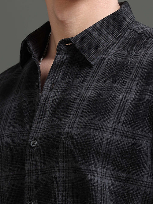 Men Smart Slim Fit Checked Casual Shirt