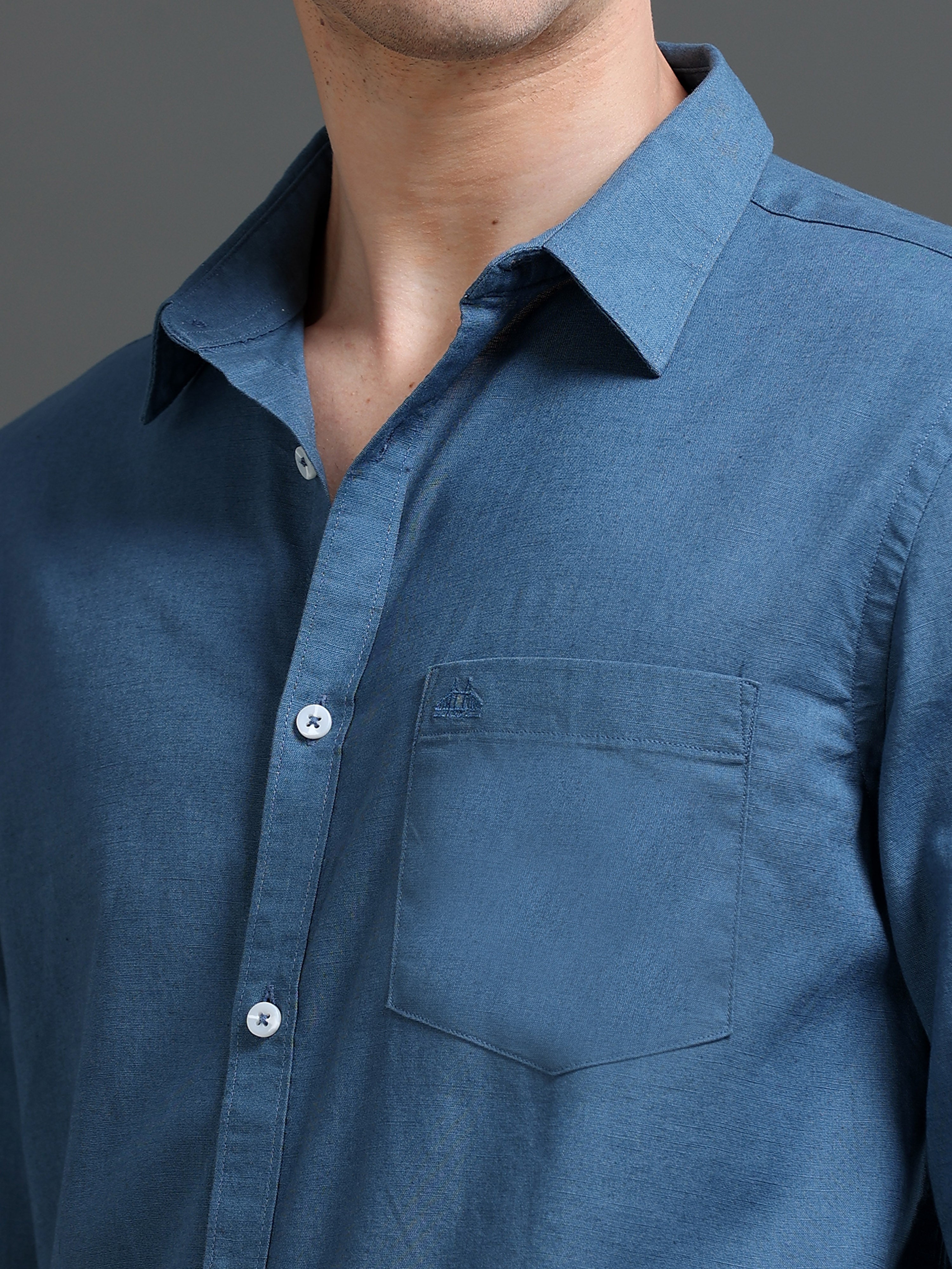 Men's  Slub Slim Fit Solid Shirt