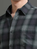 Men Smart Slim Fit Tartan Checks Checked Casual Shirt